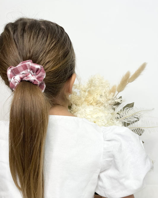 Scrunchies - Cotton Gingham Rose