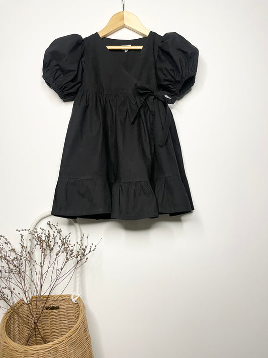 Ellis Wrap Dress - Cotton Black