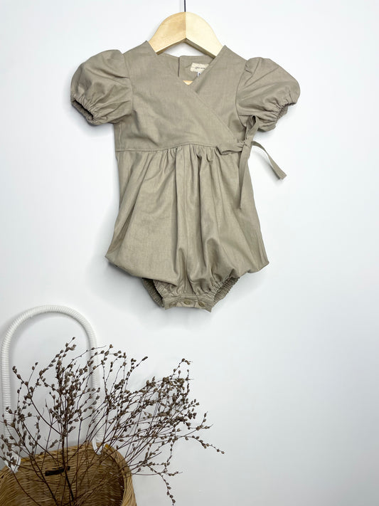 Ellis Wrap Romper - Cotton Stone