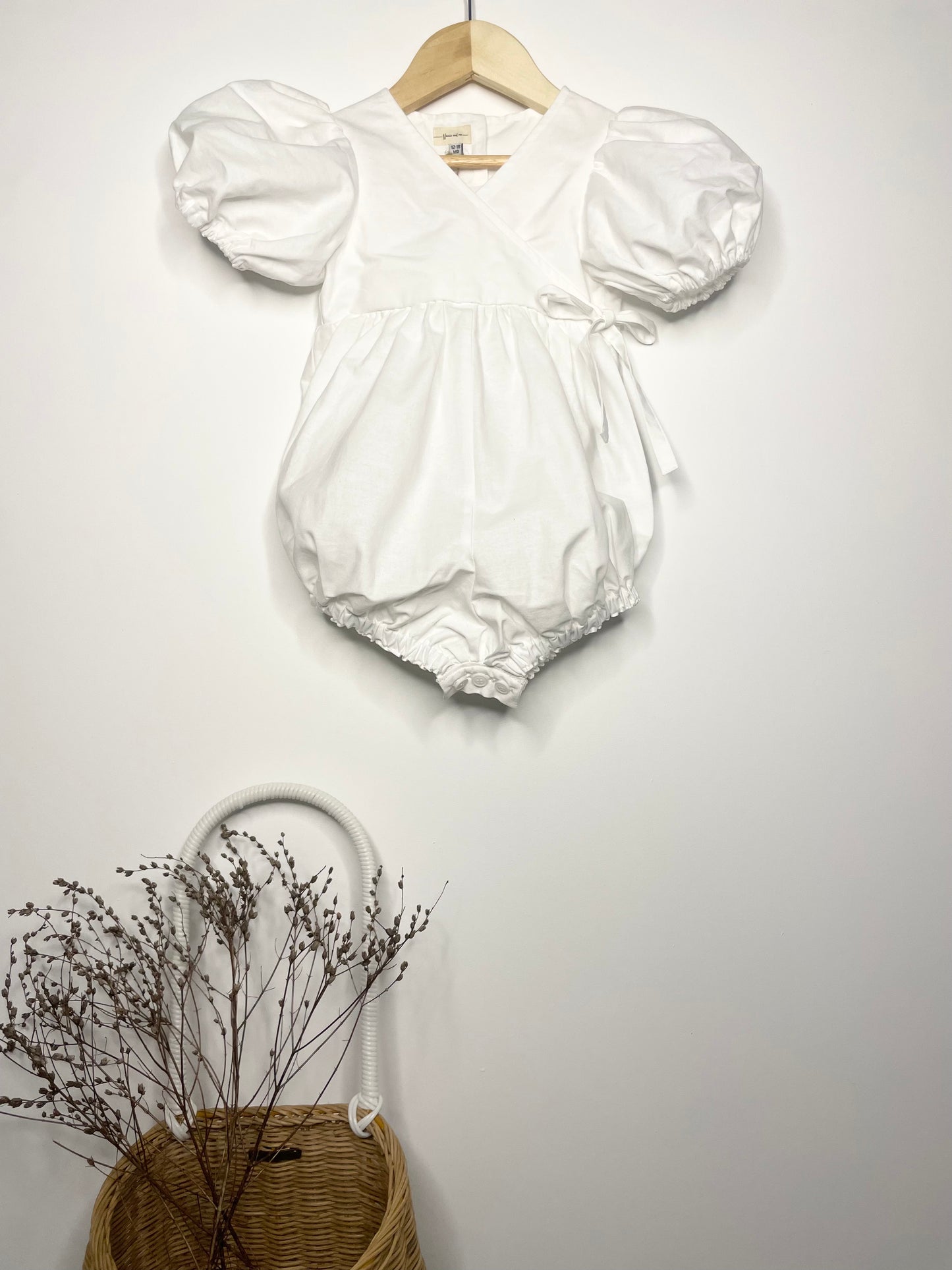 Ellis Wrap Romper - Cotton White