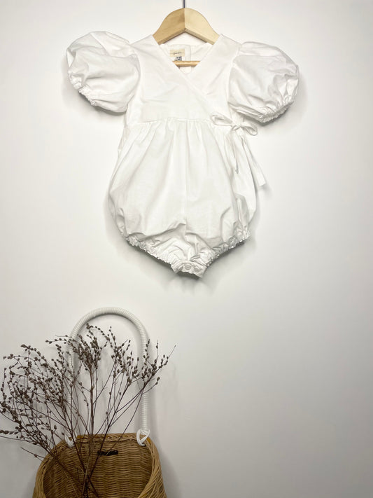 Ellis Wrap Romper - Cotton White