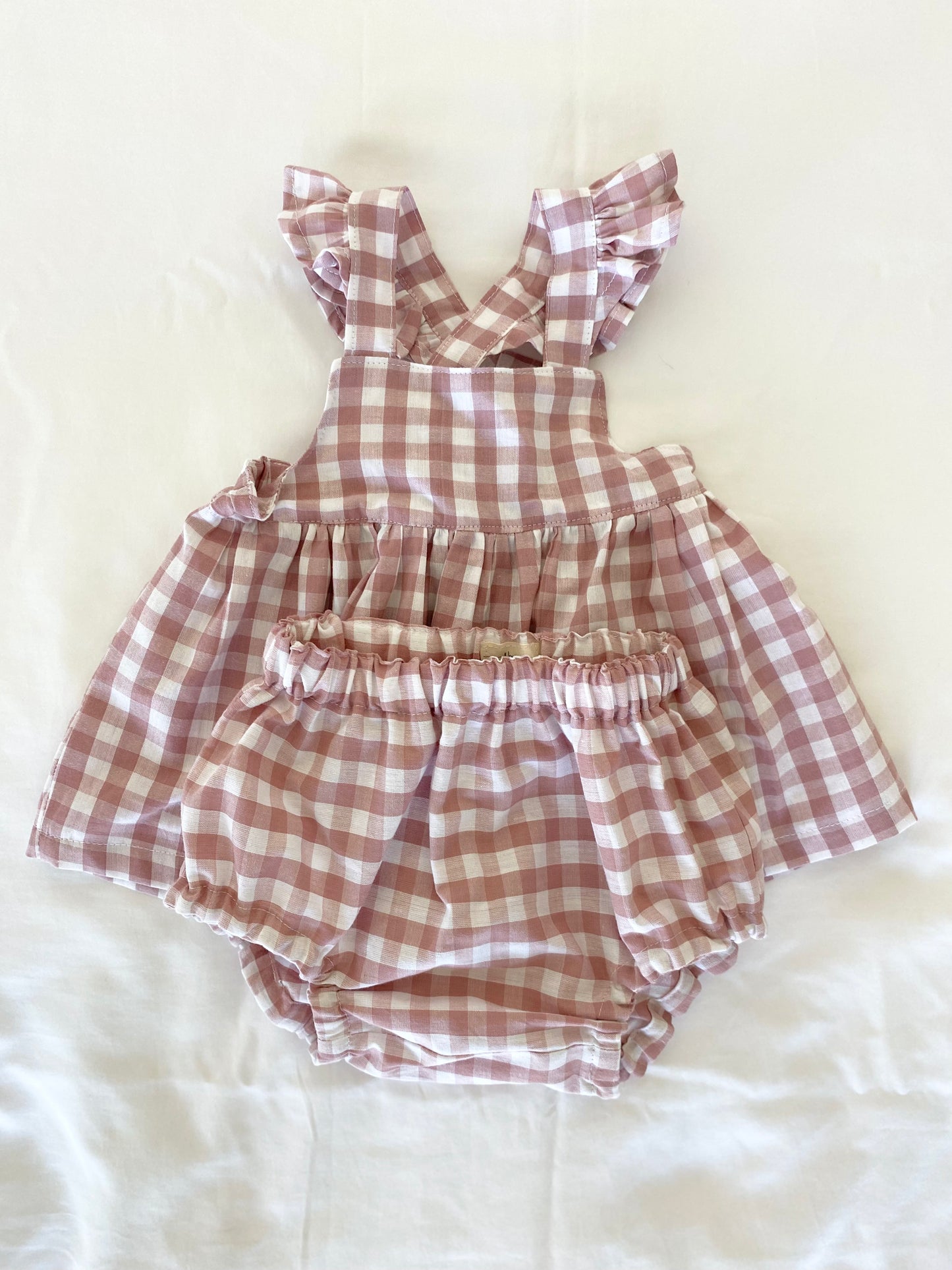 Marigold Peplum Set - Cotton Gingham Antique Pink
