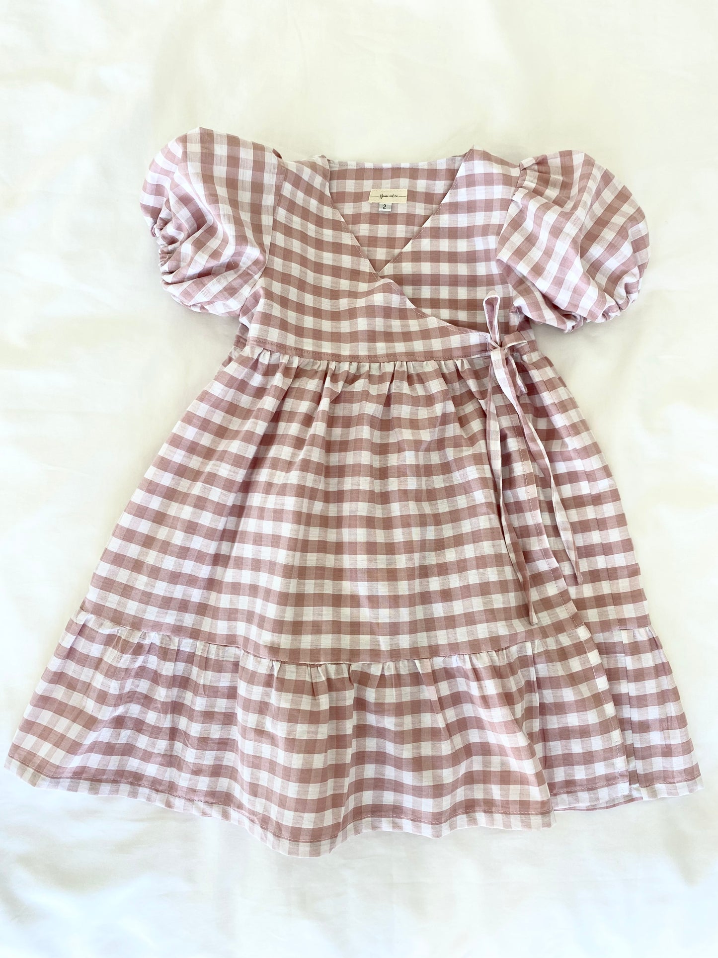Ellis Wrap Dress - Cotton Gingham Antique Pink